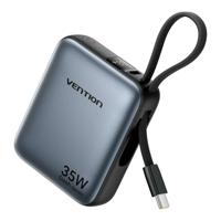 Vention 10000mAh 35W - powerbank met USB-C-kabel (grijs)