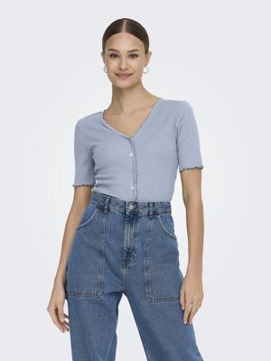 Only Onllaila S/s Button Top Jrs T-shirt Korte Mouw Soft Chambray