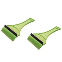 2x stuks ijskrabber/raamkrabber groen kunststof met rubberen trekker 12 x 18 cm - IJskrabbers - thumbnail