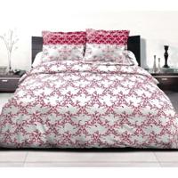 Dekbedset 240x260 cm HOME LINGE PASSION FRISE: Dekbedovertrek + 2 kussenslopen - 100% Katoen, draaddichtheid 57 - Bordeauxrood