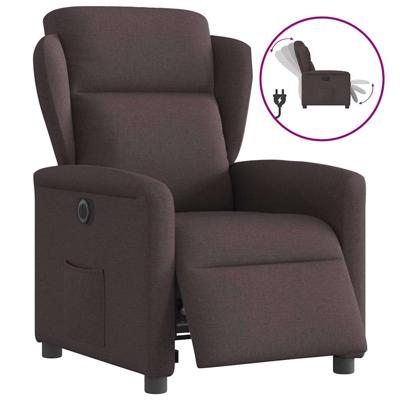 Fauteuil verstelbaar elektrisch stof donkerbruin