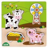 Lena vormenpuzzel weiland 15 cm hout blank/groen 5 delig - thumbnail