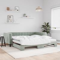 Slaapbank onderschuifbed matrassen 100x200cm fluweel lichtgrijs