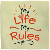 Plenty Gifts tegeltje keramiek my life my rules 10x10cm crème