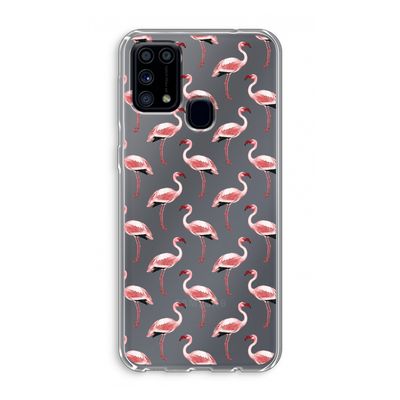 Flamingoprint groen: Samsung Galaxy M31 Transparant Hoesje