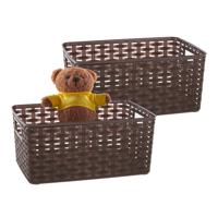 Opbergmand - 4x - Kastmand - rotan kunststof - choco bruin - 6 Liter - 19 x 29 x 13 cm