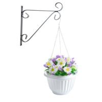 Hangpot + Muurhaak Parma - wit - D20 cm - kunststof - metaal - tuinaccessoires