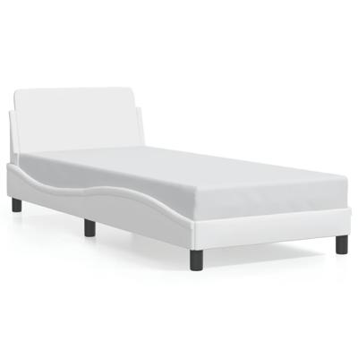 Bedframe met hoofdbord kunstleer wit 90x190 cm