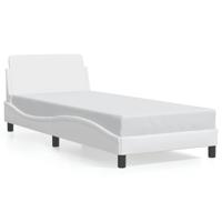 Bedframe met hoofdbord kunstleer wit 90x190 cm - thumbnail