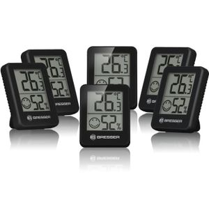 BRESSER ClimaTemp Hygro Indicator Set van 6 Thermo-/Hygrometers (zwart)