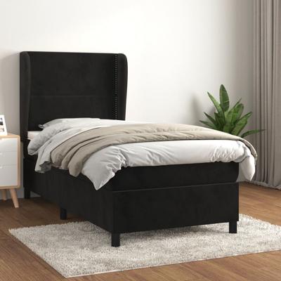 Boxspring met matras fluweel zwart 100x200 cm