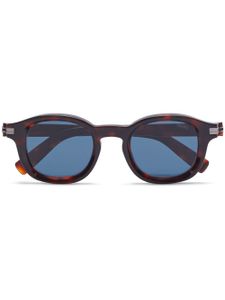 Zegna lunettes de soleil rondes à effet écailles de tortue - Marron