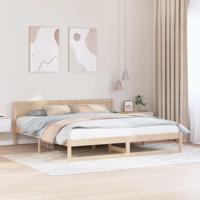 Bedframe met hoofdeinde Naturel 200 x 200 cm Massief grenenhout