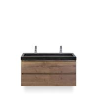 Maxx XL Badmeubelset 120 cm - Tabacco - Wastafel Lucca Enkel 2 kraangaten