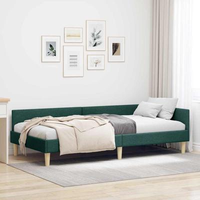Hoek Bed Frame Donkergroen 90 x 200 cm Stof en Geengineerd Hout