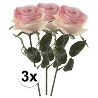 3x Licht roze rozen Simone kunstbloemen 45 cm - thumbnail