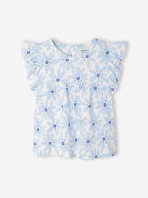 Babyshirt met ruches aan de mouwen hemelsblauw