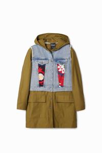 2-in-1 hybride parka borduursels - GREEN - M