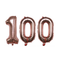 Cijferballon XL 100 - Rose goud - Feestversiering - 81 cm