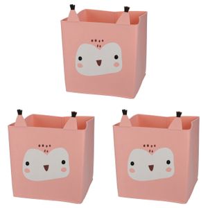 3x stuks opbergmand vilt kinderkamer - dieren thema uil - 32 x 32 x 32 cm