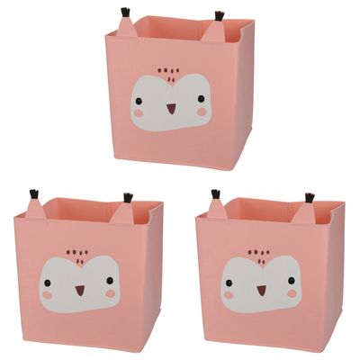 3x stuks opbergmand vilt kinderkamer - dieren thema uil - 32 x 32 x 32 cm