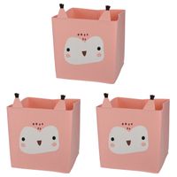 3x stuks opbergmand vilt kinderkamer - dieren thema uil - 32 x 32 x 32 cm