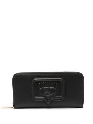Chiara Ferragni portefeuille zippé à plaque logo - Noir