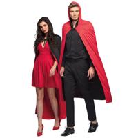 Halloween luxe verkleed cape met kap/capuchon - voor volwassenen - zwart/rood - omkeerbaar