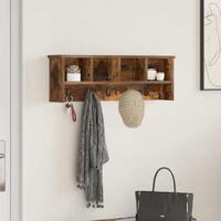 Wandgemonteerde kapstok met plank Gerookt eiken 75 x 16 x 26 cm