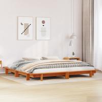Bedframe zonder matras massief grenenhout wasbruin 160x200 cm