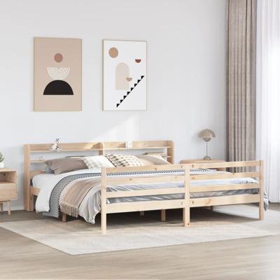 Bedframe met hoofdbord massief grenenhout 200x200 cm