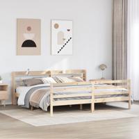 Bedframe met hoofdbord massief grenenhout 200x200 cm