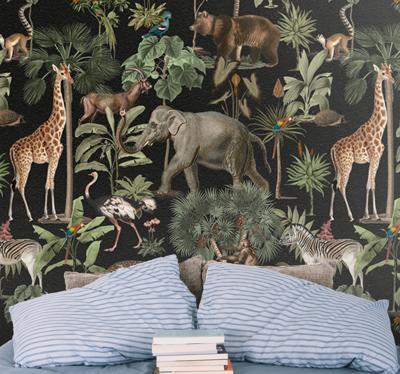 Wilde dieren scandinavische stijl behang