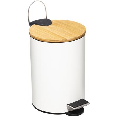 5Five Prullenbak/pedaalemmer - wit - metaal - 3 liter - 17 x 24 cm - Voor badkamer en toilet