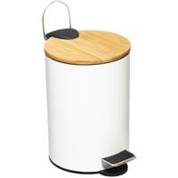 5Five Prullenbak/pedaalemmer - wit - metaal - 3 liter - 17 x 24 cm - Voor badkamer en toilet