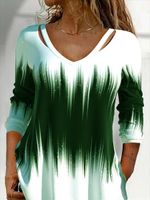 Color Block Long sleeve Casual T-Shirt Tunic