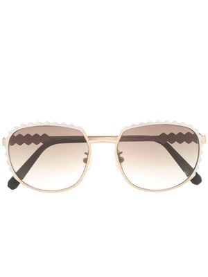 Philipp Plein Eyewear lunettes de soleil à monture festonnée - Or