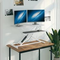 Bureau verstelbaar 90x40x(13-41,5) cm staal en bewerkt hout