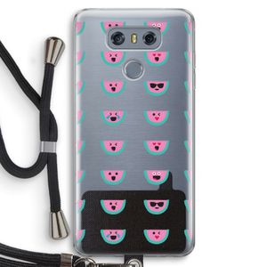 Smiley watermeloenprint: LG G6 Transparant Hoesje met koord