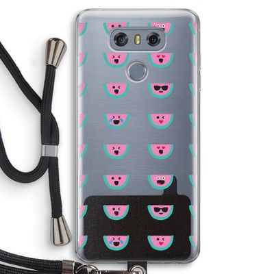 Smiley watermeloenprint: LG G6 Transparant Hoesje met koord