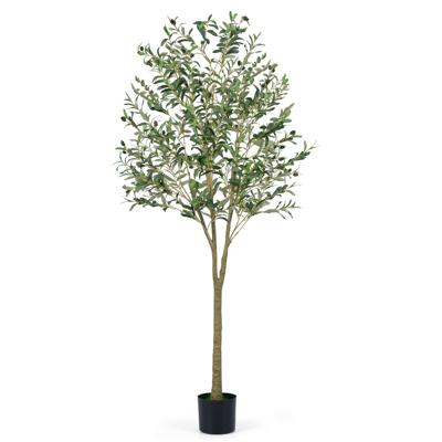 Kunstmatige Olijfbomen 180 cm Hoge Kunstmatige Olijfplanten met Kunststof Plantenbak 1296 Bladeren 72 Vruchten Potplanten voor Binnen
