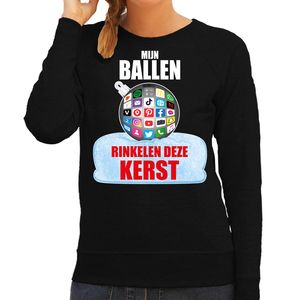 Rinkelende Kerstbal sweater / Kerst outfit Mijn ballen rinkelen deze Kerst zwart voor dames