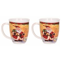 Set van 4x stuks kerstmokken met kerstman en kadootjes