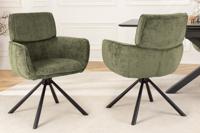 Draaibare Retro Stoel UNIEKE Groene Chenille Zwarte Metalen Poten met Armleuning - 46320