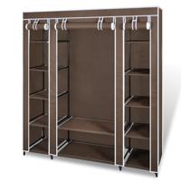 Kledingkast met vakken en stangen 45x150x176 cm stof bruin