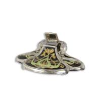 A BRONZE MOUNTED PORCELAIN INKWELL - SILVER PLATED A BRONZE MOUNTED PORCELAIN INKWELL - SILVER PLATED