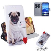 Mopshond patroon gekleurde tekening horizontale Flip lederen case voor Huawei mate 20 lite met houder & card slots & portemonnee
