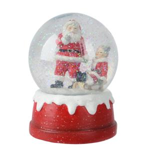 Lumineo sneeuwbol/snowglobe - rood - met kerstman - 13,5 cm - beeldje