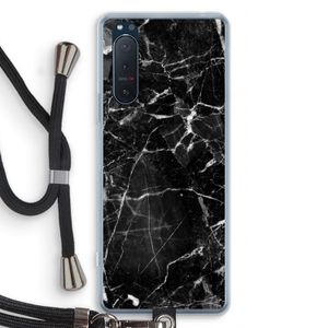 Zwart Marmer 2: Sony Xperia 5 II Transparant Hoesje met koord