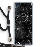 Zwart Marmer 2: Sony Xperia 5 II Transparant Hoesje met koord